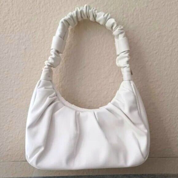 Bright White Ruched Mini Shoulder Bag NWOT - Picture 3 of 9
